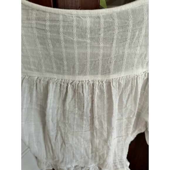 American Eagle AE Puff-Sleeve Tie-Front Blouse white XS - Picture 6 of 7